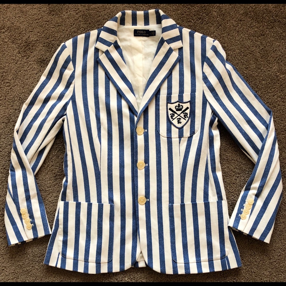 Polo Ralph Lauren Bullion-Patch Striped Blazer NWT